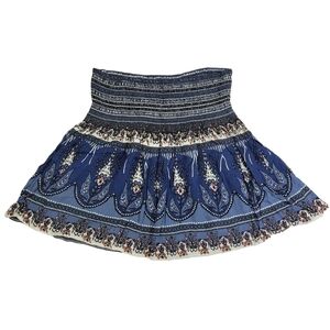 Hollister Navy/Floral Ruched Stretch Waist Mini Skirt Size XS